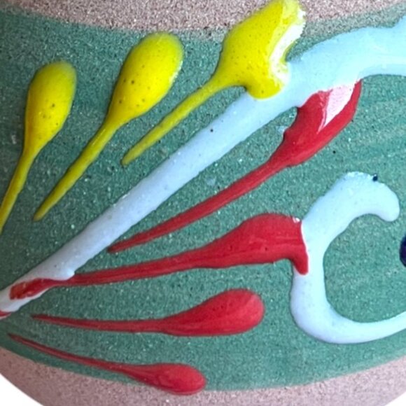 Collectible Mexican Clay Coffee Mug Hand-Painted Folk Art Floral Jarrito Pottery - Picture 7 of 8